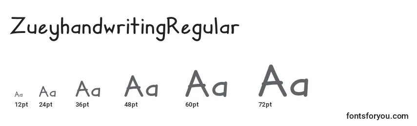 Размеры шрифта ZueyhandwritingRegular