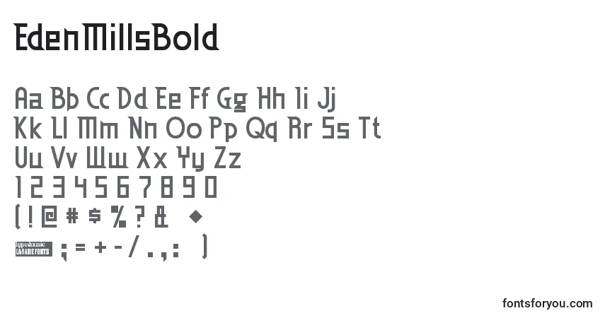 Czcionka EdenMillsBold – alfabet, cyfry, specjalne znaki
