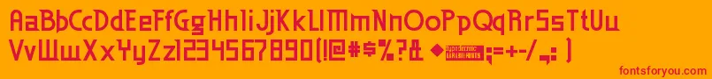 EdenMillsBold-Schriftart – Rote Schriften auf orangefarbenem Hintergrund