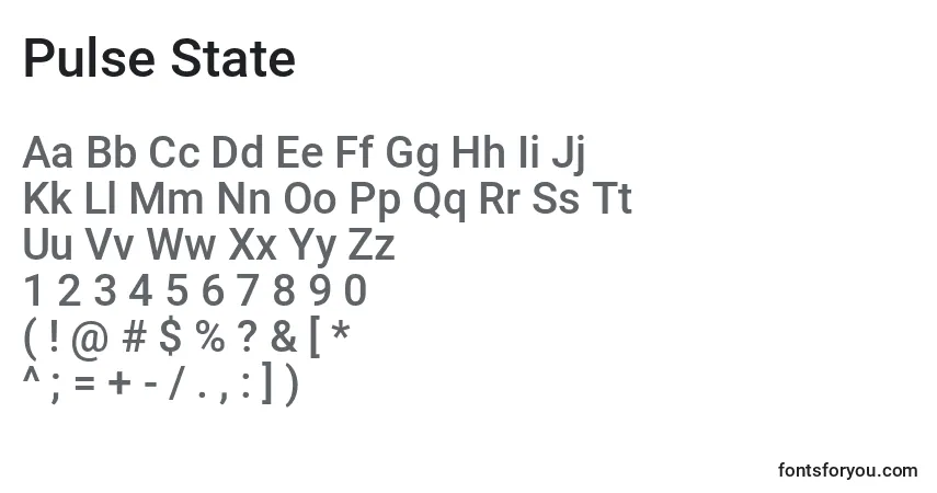 Schriftart Pulse State – Alphabet, Zahlen, spezielle Symbole