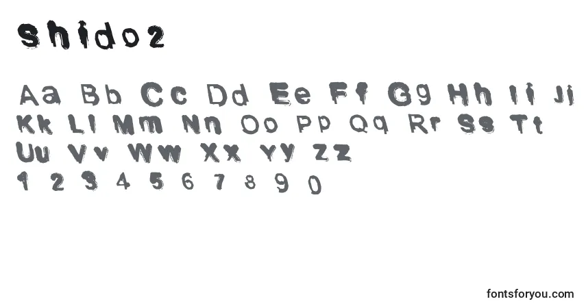 Czcionka Shido2 – alfabet, cyfry, specjalne znaki