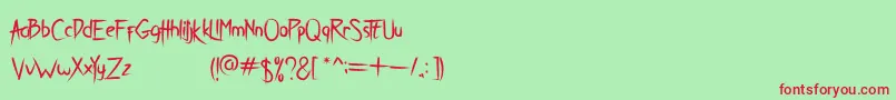 フォントBreatheKarma – 赤い文字の緑の背景