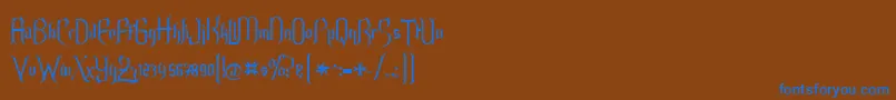 Endor Alt-Schriftart – Blaue Schriften auf braunem Hintergrund