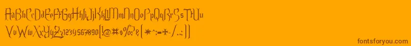 Endor Alt-Schriftart – Braune Schriften auf orangefarbenem Hintergrund