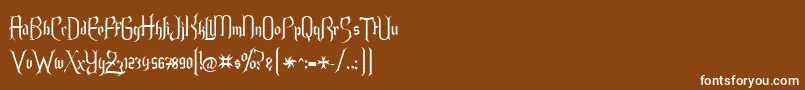 Weitere Informationen zur Endor Alt-Schriftart Endor Alt-Schriftart – Weiße Schriften auf braunem Hintergrund