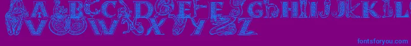 Celtasmigoria-Schriftart – Blaue Schriften auf violettem Hintergrund
