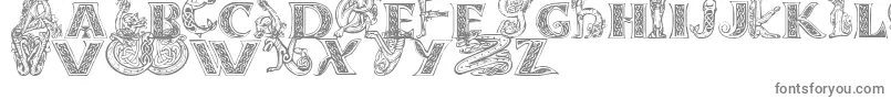 Celtasmigoria-fontti – harmaat kirjasimet valkoisella taustalla