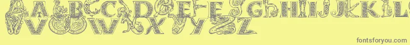 Weitere Informationen zur Celtasmigoria-Schriftart Celtasmigoria-Schriftart – Graue Schriften auf gelbem Hintergrund