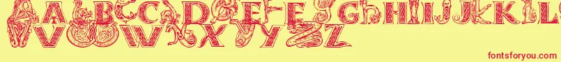 Celtasmigoria Font – Red Fonts on Yellow Background