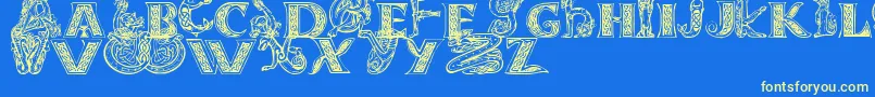 Celtasmigoria Font – Yellow Fonts on Blue Background