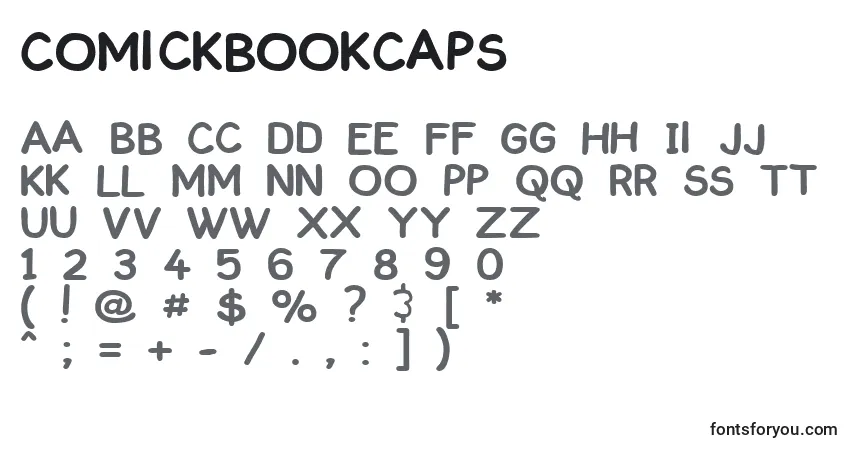 Czcionka ComickbookCaps – alfabet, cyfry, specjalne znaki