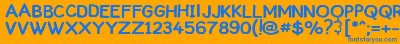 ComickbookCaps Font – Blue Fonts on Orange Background
