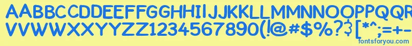 ComickbookCaps Font – Blue Fonts on Yellow Background