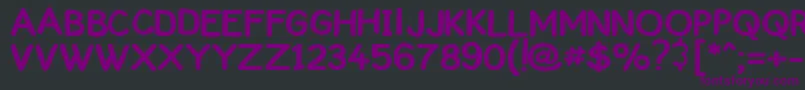 Czcionka ComickbookCaps – fioletowe czcionki na czarnym tle