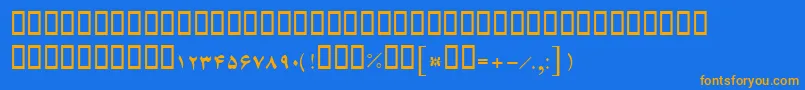 BFerdosi-Schriftart – Orangefarbene Schriften auf blauem Hintergrund