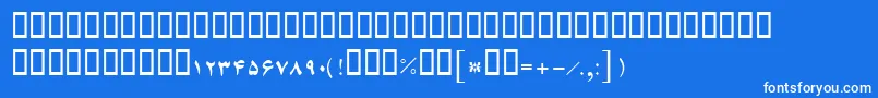 BFerdosi-Schriftart – Weiße Schriften auf blauem Hintergrund