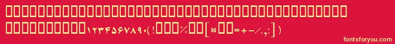 フォントBFerdosi – 黄色の文字、赤い背景