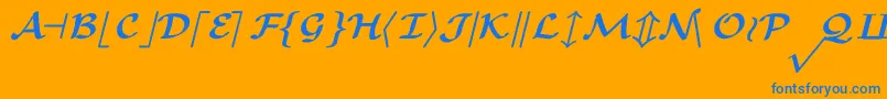 CmMathsymbolBold-Schriftart – Blaue Schriften auf orangefarbenem Hintergrund