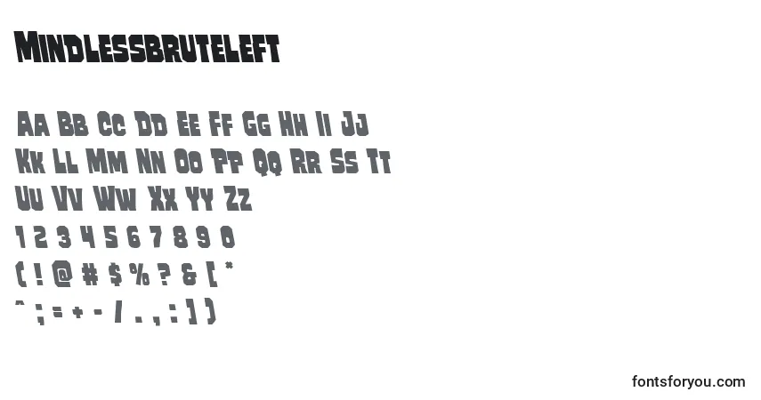 Schriftart Mindlessbruteleft – Alphabet, Zahlen, spezielle Symbole