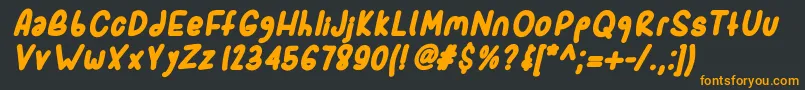 フォントSporkbolditalic – 黒い背景にオレンジの文字