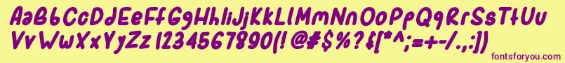 Sporkbolditalic Font – Purple Fonts on Yellow Background