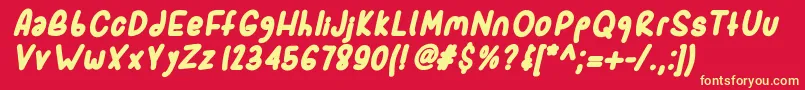 フォントSporkbolditalic – 黄色の文字、赤い背景