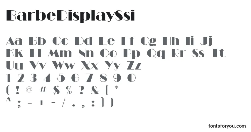 Czcionka BarbeDisplaySsi – alfabet, cyfry, specjalne znaki