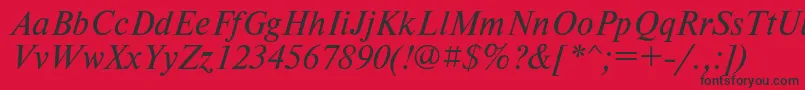 Timeseti Font – Black Fonts on Red Background