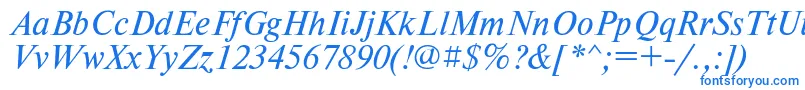 フォントTimeseti – 白い背景に青い文字