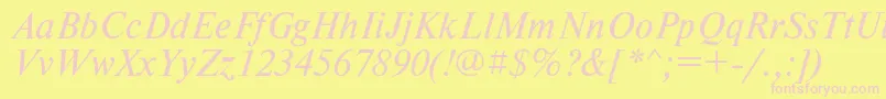 Timeseti Font – Pink Fonts on Yellow Background