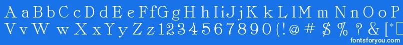 CordellaRoman-Schriftart – Weiße Schriften auf blauem Hintergrund