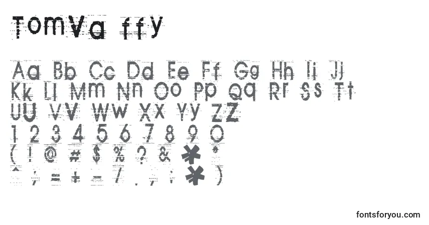 Schriftart Tomva ffy – Alphabet, Zahlen, spezielle Symbole