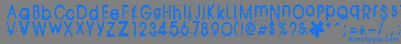 フォントTomva ffy – 灰色の背景に青い文字