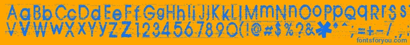 フォントTomva ffy – オレンジの背景に青い文字