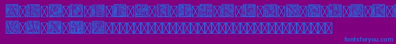 フォントPfGoudyInitialsPro – 紫色の背景に青い文字