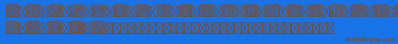 フォントPfGoudyInitialsPro – 茶色の文字が青い背景にあります。