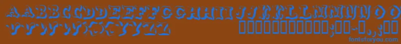 Wahoodisplaycapsssk Font – Blue Fonts on Brown Background