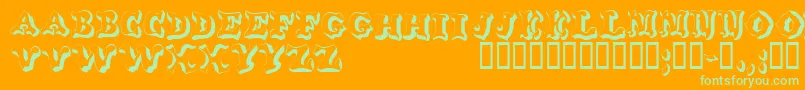 Wahoodisplaycapsssk Font – Green Fonts on Orange Background