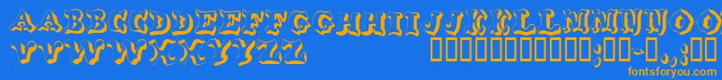 Wahoodisplaycapsssk Font – Orange Fonts on Blue Background
