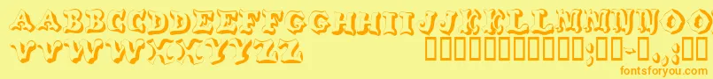 Wahoodisplaycapsssk Font – Orange Fonts on Yellow Background