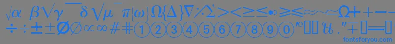 フォントAbacusfourssk – 灰色の背景に青い文字