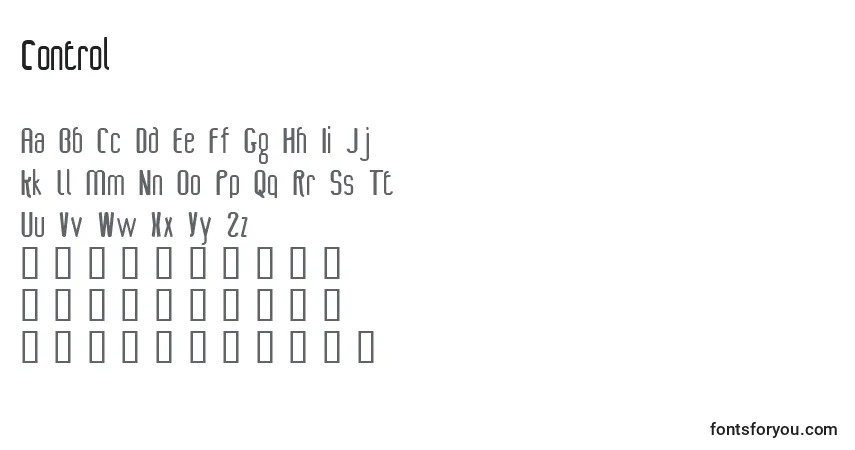 Schriftart Control – Alphabet, Zahlen, spezielle Symbole