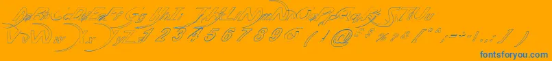 PaulsPoisonFont-Schriftart – Blaue Schriften auf orangefarbenem Hintergrund