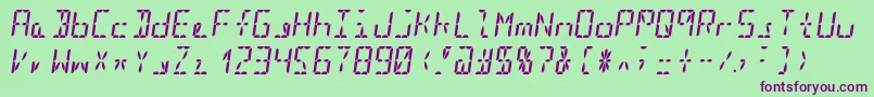 Segment16bBoldItalic Font – Purple Fonts on Green Background