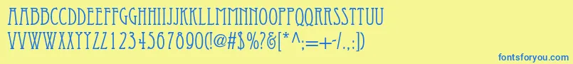 フォントEccentricstd – 青い文字が黄色の背景にあります。