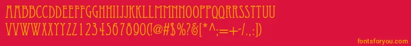 フォントEccentricstd – 赤い背景にオレンジの文字