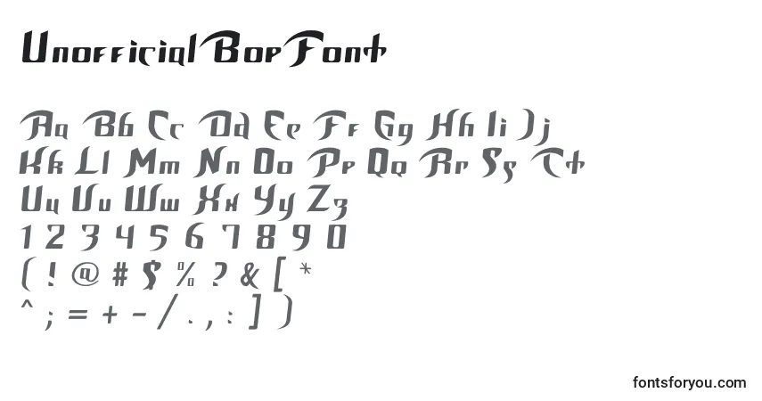 A fonte UnofficialBopFont – alfabeto, números, caracteres especiais