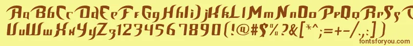 Шрифт UnofficialBopFont – коричневые шрифты на жёлтом фоне