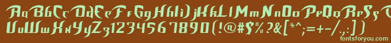 Czcionka UnofficialBopFont – zielone czcionki na brązowym tle