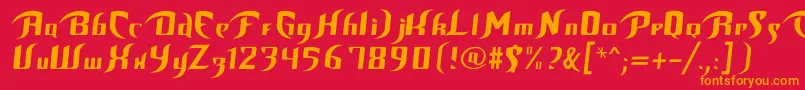 フォントUnofficialBopFont – 赤い背景にオレンジの文字